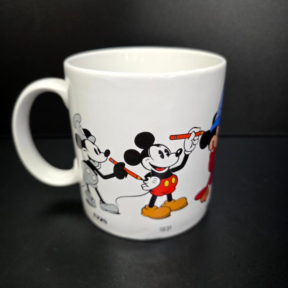 Walt Disney Mickey Mouse Mug White Evolution Through The Years Vintage 1986